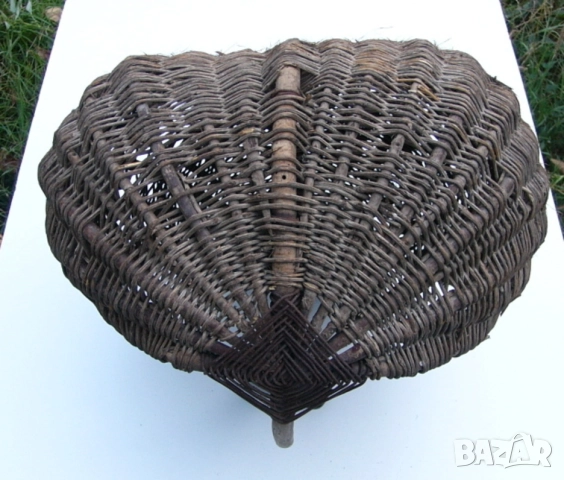 Старинна Българска Дървена Плетена КОШНИЦА 43x41x35 см Кошник Ладия от Лиана АНТИКА Декорация БАРТЕР, снимка 4 - Антикварни и старинни предмети - 52022957
