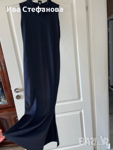 Дълга спортно елегантна черна еластична рокля с качулка , снимка 4 - Рокли - 40718866