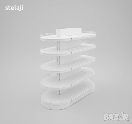 ПРОМО! Двустранен островен стелаж с овални рафтове, снимка 11 - Стелажи и щандове - 49450804