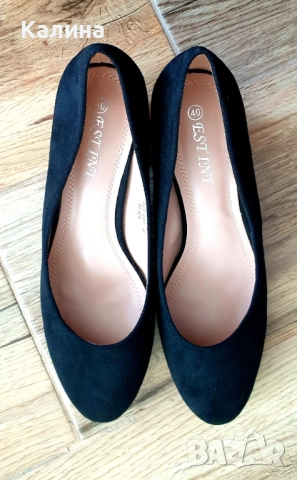 Официални черни, дамски, велурени обувки