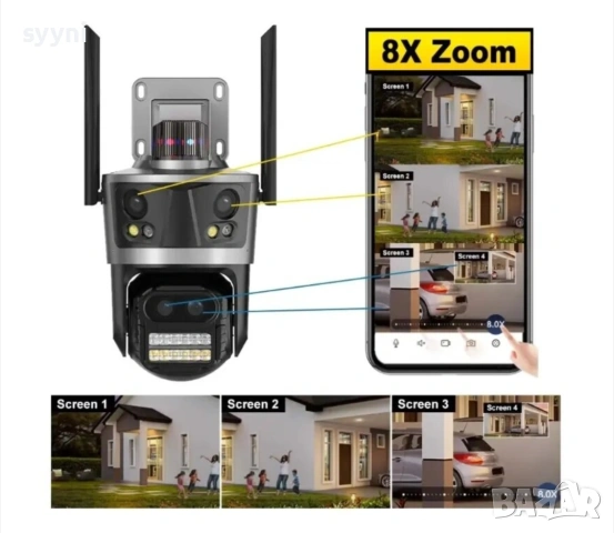 iCsee - 12MP - тройна камера, монтаж на таван или стена. Нова! Промоция!, снимка 7 - IP камери - 53874683