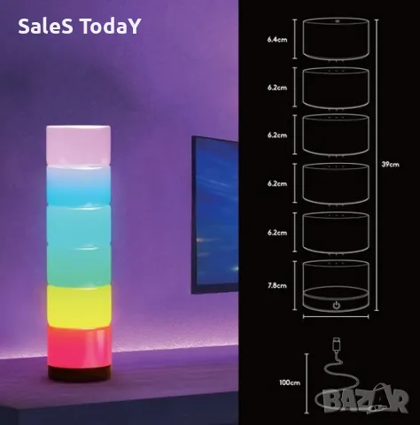 Лампа с дистанционно, LED лампа с USB, 6 бр. 