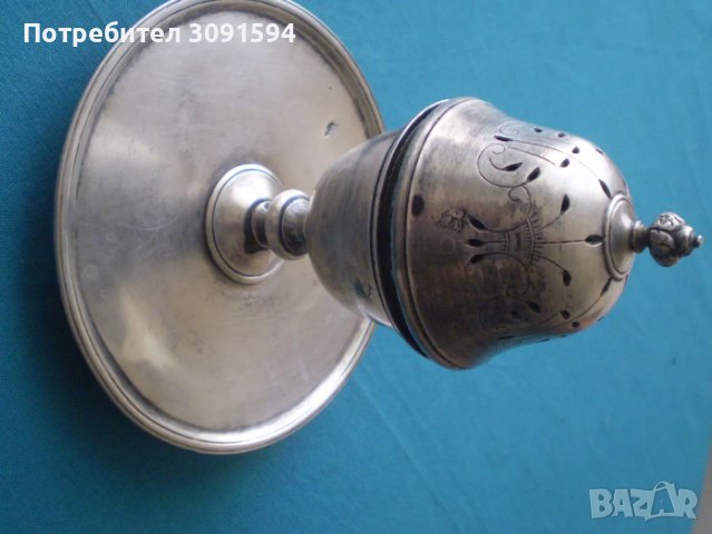 Радка колекционерска Османска турска ислямска сребърна кадилница с надпис  и рибена кост , снимка 8 - Антикварни и старинни предмети - 44324886