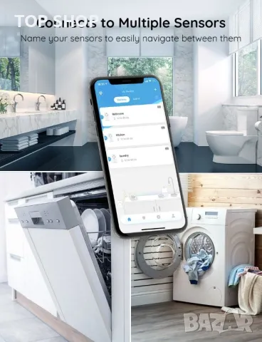Govee Wi-Fi сензори за вода Аларма, снимка 8 - Друга електроника - 48751801