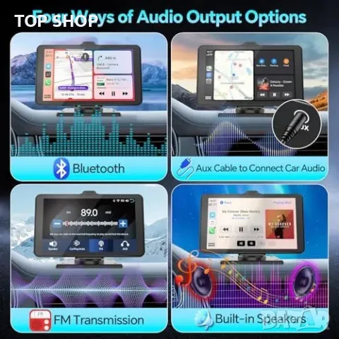 Нов Преносим 7" CarPlay екран за навигация, музика и огледален режим, снимка 5 - Друга електроника - 49945076