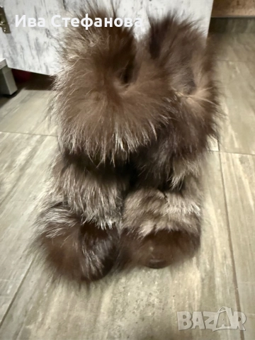 Разкошни боти ботуши  естествена кожа естествен богат косъм от северна лисица  номер 39, снимка 5 - Дамски ботуши - 52818577