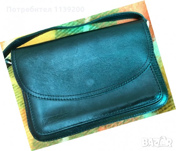 Дамска италианска малка черна чанта естествена кожа дълга дръжка, снимка 9 - Чанти - 34944261