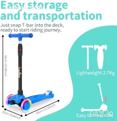 Нова Детска Тротинетка 3 Колела със Светлини Подарък деца Коледа, снимка 7 - Други - 42876868