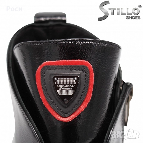 Дамски черни отоплени боти от естествен лак, снимка 3 - Дамски боти - 52790752