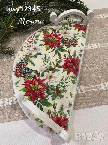 Поднос и свещник-Коледни звезди!🌺🌺🌺, снимка 2 - Декорация за дома - 56441482