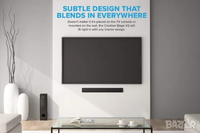 Creative Stage v2 Soundbar Система 2.1 + Subwoofer/160W, снимка 3 - Аудиосистеми - 49966528