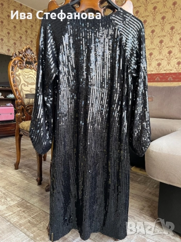 Нова черна парти официална коктейлна рокля пайети с коприна подплата Stella nova Копенхаген 