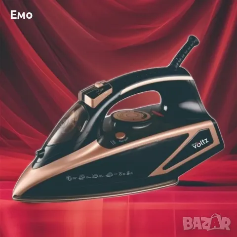 Ютия Voltz, 3000W, 420мл - Керамична плоча, Черна със златно. Гаранция 2 Години , снимка 3 - Ютии - 48055902