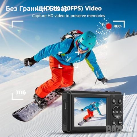 4K Портативна Фотокамера - 44MP, 32GB SD, Две Батерии, снимка 4 - Фотоапарати - 44179626