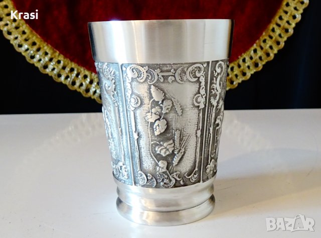 Чаша от калай за лов,грозде,ечемик и хмел, снимка 4 - Антикварни и старинни предмети - 38638653