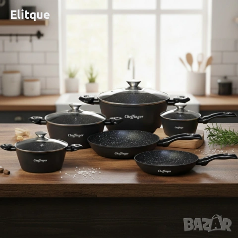 Комплект съдове за готвене Cheffinger от 10 части – тенджери и тигани