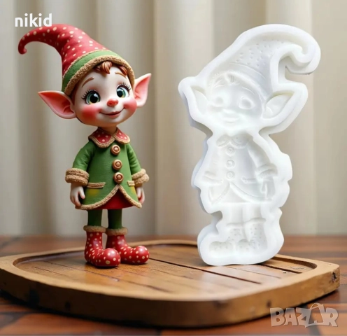 Елф джудже дете Коледен силиконов молд форма фондан шоколад гипс декор