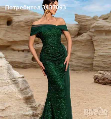 Официална рокля в зелено, размер Л, снимка 2 - Рокли - 56081828
