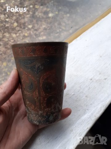 Стара гравирана бронзова чаша, снимка 3 - Антикварни и старинни предмети - 38988067
