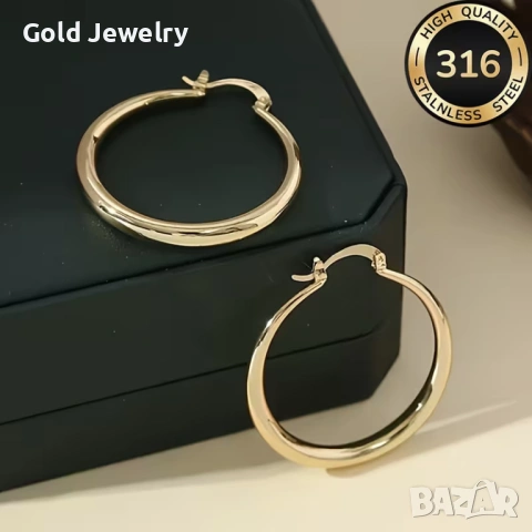 Хипоалергенни обици от медицинско злато, снимка 3 - Обеци - 53060656