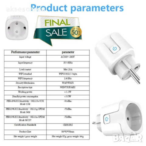 Умен Wi-Fi Контакт eWelink WiFi Smart Socket Plug 20A EU с гласово управление поддръжка на Alexa, снимка 14 - Друга електроника - 50286219