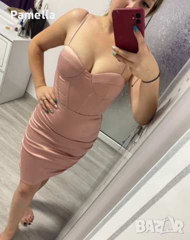 Дамска рокля Пудра, снимка 3 - Рокли - 42911686