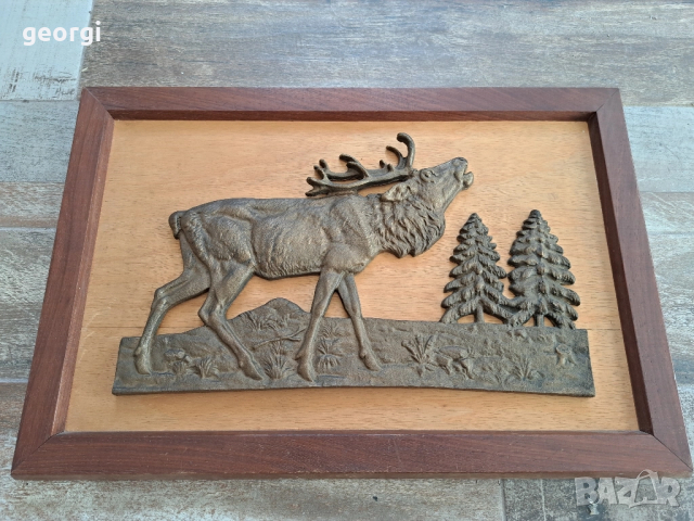 масивно бронзово пано за стена с ловен мотив елен, снимка 2 - Декорация за дома - 51765103
