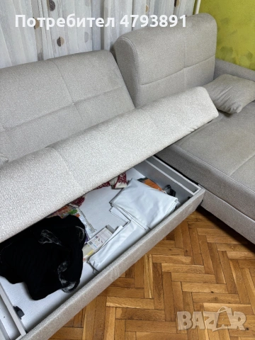 Холов ъглов диван, снимка 3 - Дивани и мека мебел - 54165657