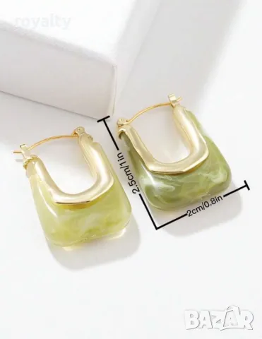 Елегантни обеци в Бохо стил от цинкови сплави в зелено и бяло 🥥, снимка 2 - Обеци - 49236518