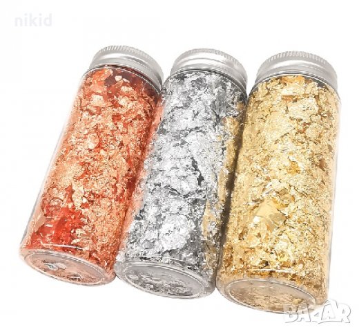 Шлак метал варак на люспи фолио Медено злато златно фолио за консумация ядивно декор десерти торта, снимка 4 - Други - 31111739