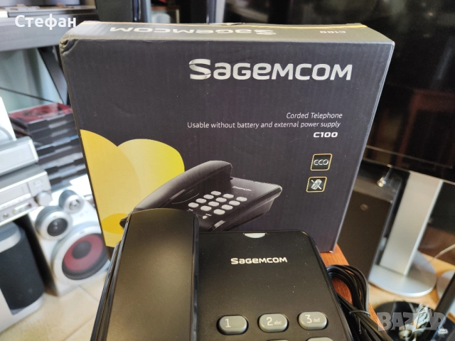 Стационарен телефон Sagemcom C100 Стационарен домашен телефон. НОВ! , снимка 4 - Други - 51963187