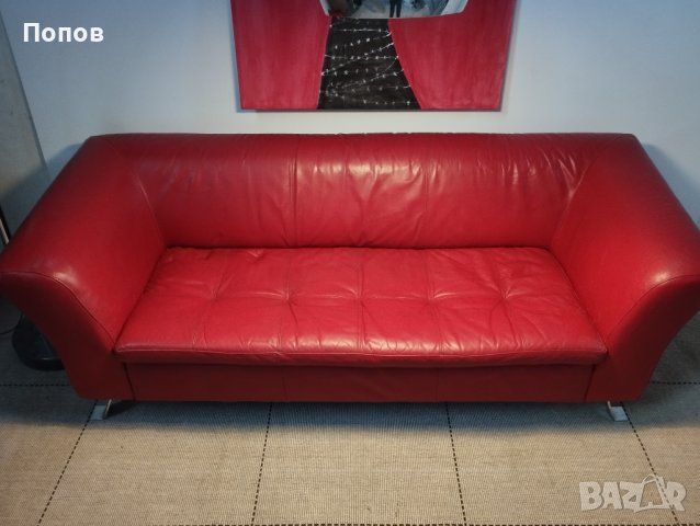 Дизайнерски кожен диван, снимка 2 - Дивани и мека мебел - 44405420