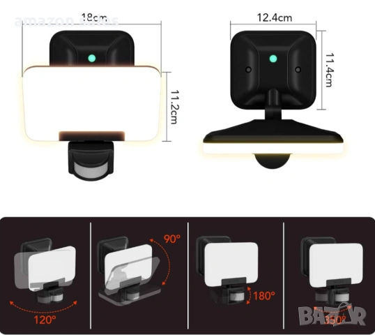 OREiN LED прожектор със сензор за движение външен монтаж 2800 lm,2700/4000/6500K 24W , снимка 8 - Лед осветление - 54167023