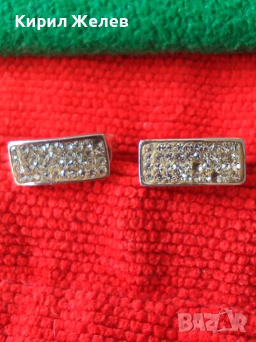 ВЕЛИКОЛЕПНИ СРЕБЪРНИ СКЪПОЦЕННИ ОБЕЦИ СРЕБРО 925 с БЯЛА ПОЗЛАТА АНГЛИЙСКИ Тип ЗАКОПЧАВАНЕ 37452