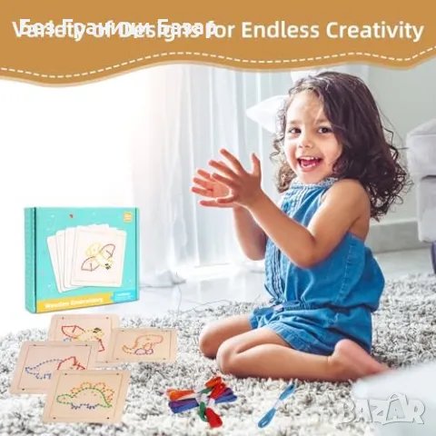 Нови Монтеcори дървени динозаври за нанизване – развиваща игра за деца, снимка 5 - Образователни игри - 48986762