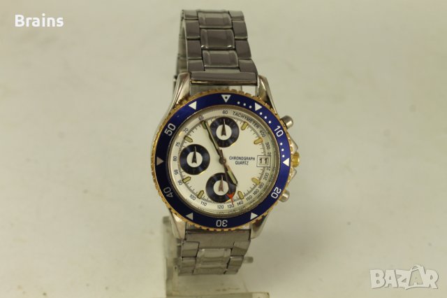 Мъжки Кварцов Хронограф Син Безел, снимка 2 - Мъжки - 37645255