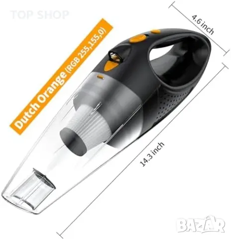 Нова Компактна прахосмукачка за кола и дом – бързо зареждане, 3 приставки, снимка 2 - Прахосмукачки - 49658502