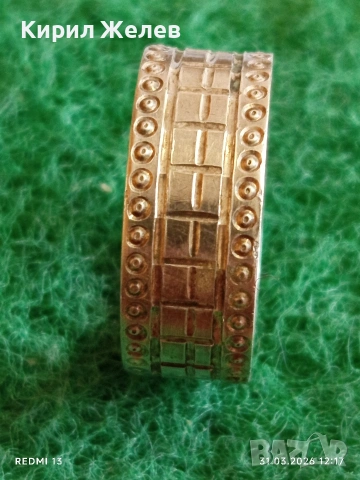 Сребърен пръстен тип халка орнаментиран гранулация ювелирна изработка 49580, снимка 3 - Пръстени - 54038108