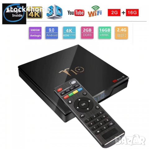 Комплект Смарт TV Box T10 четириядрен 4K мрежов плейър ,HDMI , Wi-Fi , Internet TV 4K + SD Card 8 GB