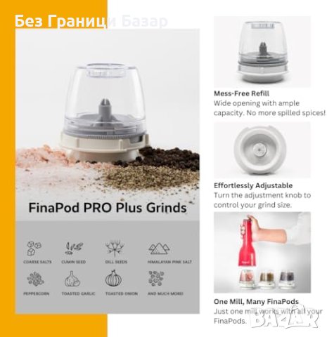 Нова Многофункционална Мелница FinaMill с USB Заряд за Подправки, снимка 5 - Други - 44156718