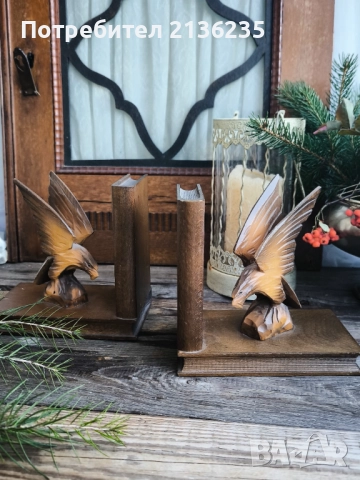 Дървени стопери за книги Орли, снимка 11 - Антикварни и старинни предмети - 52817506