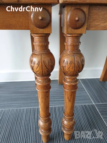 115см дърворезба/2бр чифт стари ретро дървени столове с релефни седалки, снимка 6 - Столове - 50727413