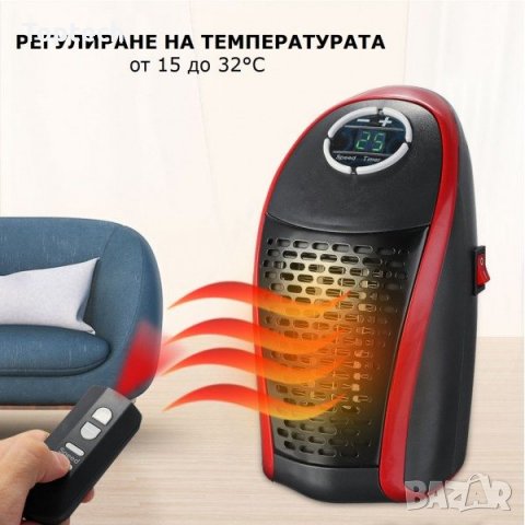 Мини печка компактен отоплителен уред 400W 220V с дистанционно, снимка 2 - Отоплителни печки - 30148998