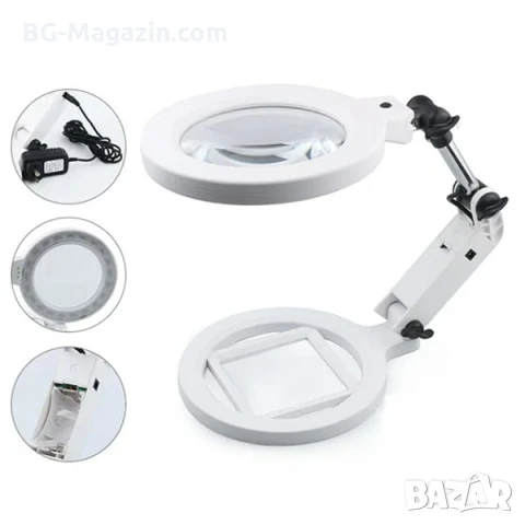 Професионална голяма увеличителна настолна лупа с LED осветление за четене гоблени бродиране шиене, снимка 2 - Други инструменти - 50921104