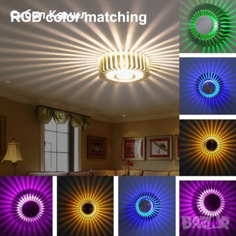 Вътрешна стенна декоративна LED лампа с многоцветен градиент, с дистанционно управление, снимка 1 - Лед осветление - 42643965