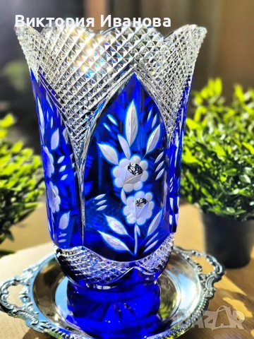 Голяма ваза он оловен кристал , снимка 3 - Антикварни и старинни предмети - 51409052