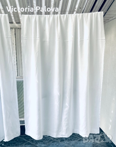 Две бели ленени (100%) пердета 2 броя, снимка 8 - Пердета и завеси - 51572673