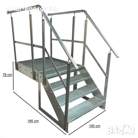 Метално стълбище с площадка 4 стъпала | Свободностоящо | Поцинковано
