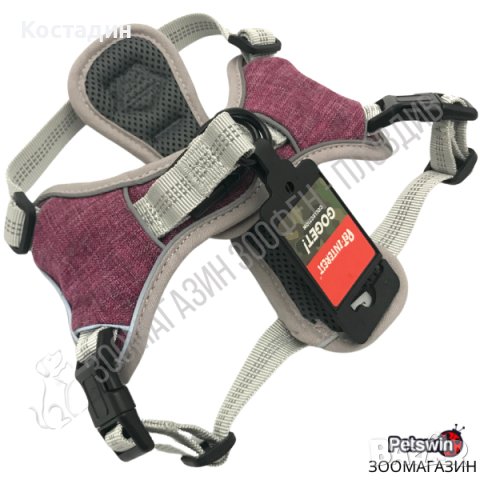 Нагръдник за Куче - S, M, L, XL, XXL - 5 размера - Сив/Цикламен - Go Get Soft Robust Harness, снимка 2 - За кучета - 37207154