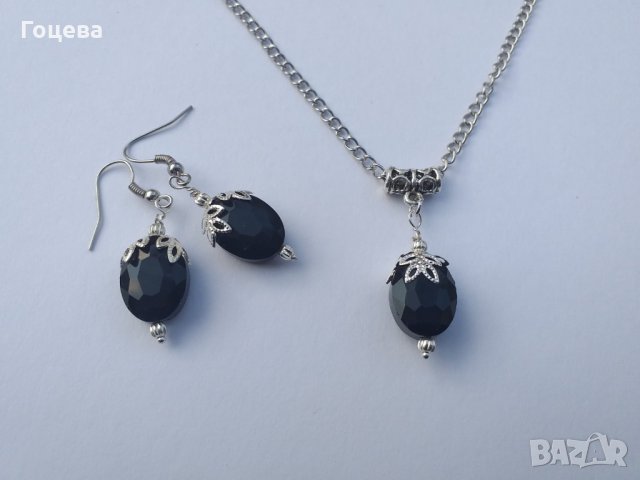 Красиви обеци от Черни кристали и орнаменти в цвят Сребро ., снимка 4 - Обеци - 29424326